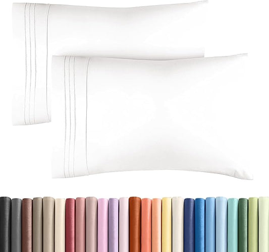 Standard Pillow Cases Set of 2 - Soft Hotel Quality Pillowcase Covers - Comfy & Wrinkle Free - Stain & Fade Resistant - Machine Washable Pillow Protectors - 2 Piece Set - Standard Size Antique White
