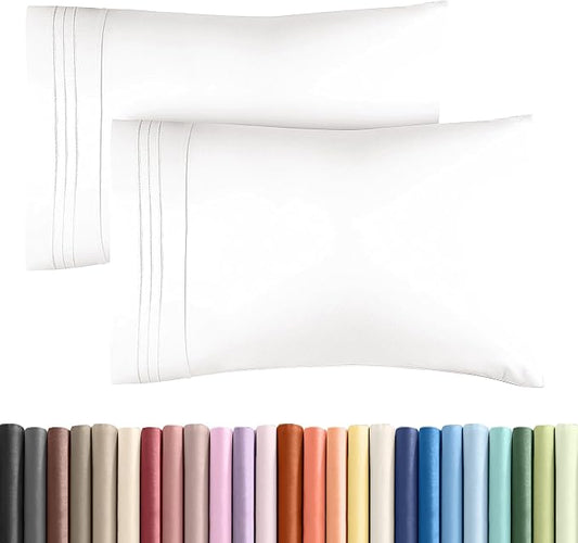 King Standard Pillow Cases Set of 2 - Soft Hotel Quality Pillowcase Covers - Comfy, Cozy, Fade and Wrinkle Resistant - Machine Washable Pillow Protectors - 2 Piece Set - King Standard Antique White