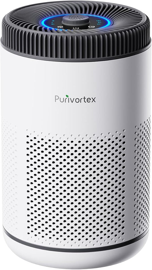 Purivortex Air Purifier for Bedroom, HEPA Air Purifier for Smoke, Dust, Pollen, Pet Dander, Odor & Hair, Quiet Portable Air Cleaner with Sleep Mode, Covers Up to 540 Sq Ft, AC300 Pro White