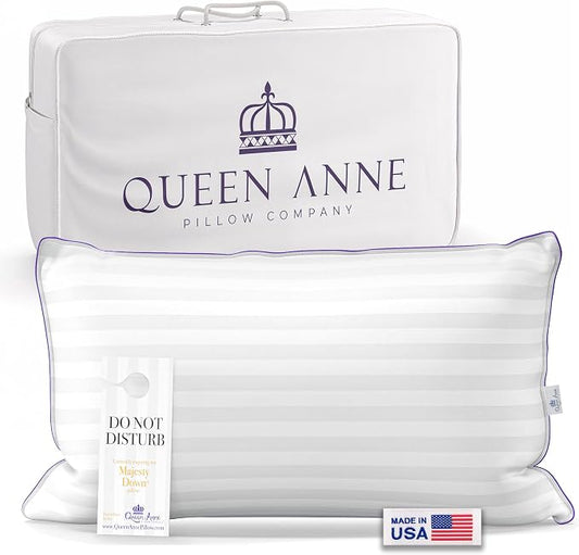 Queen Anne Hotel Pillows King Size Bed Pillow for Sleeping – Adjustable Luxury Down Alternative for Side & Back Sleepers, Medium Support, Cooling, Hypoallergenic, Made in USA