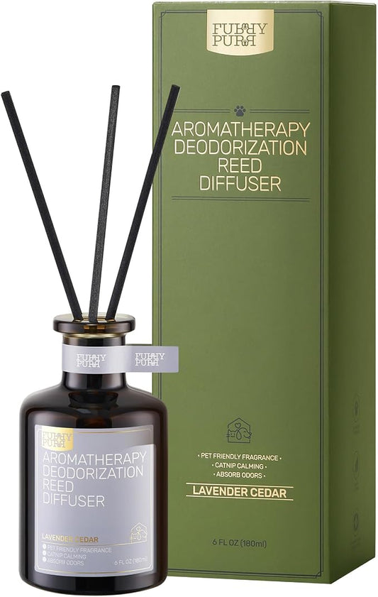 Reed Diffuser for Pet Odor Elimination, Lavender Cedar, Non-Toxic & Pet-Friendly Air Freshening, 6 Oz