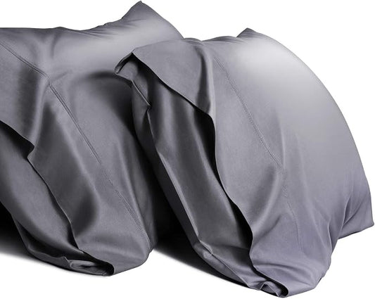 WishSmile Standard Pillow Cases Cooling Pillowcases Set of 2 Breathable Cool Silky Soft Rayon Derived from Bamboo Fabric,Hair and Skin Friendly,Dark Grey,20x26IN