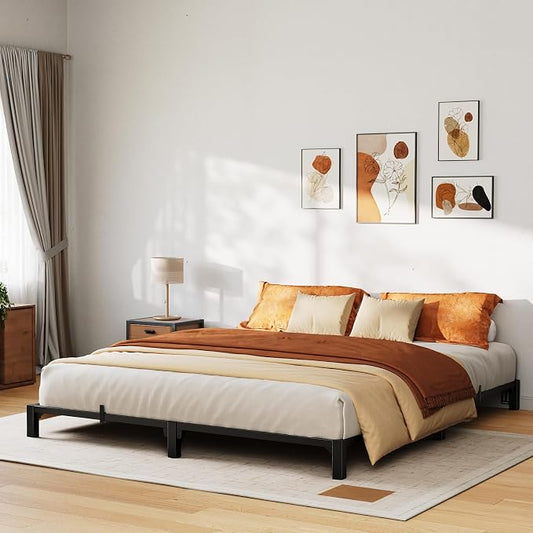 GarveeHome 6 in King Bed Frame, Heavy Duty Metal Platform Bed Frame with Durable Iron Slat Support and Legs, No Box Spring Required, No Screws Needed, Support Up to 800 LBS