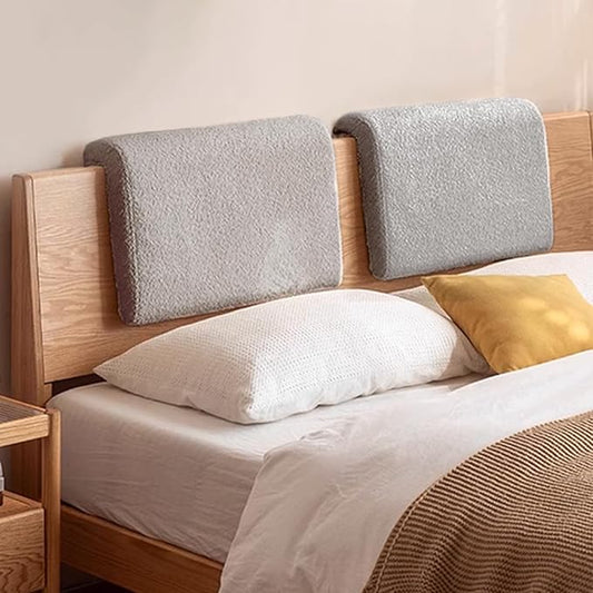 2PCS Hanging Headboard Pillow with Ergonomic Support, Removable Berber Fleece Cover, Comfortable Back Cushion for Reading, and Relaxing in Bedroom or Dorm (Grey)