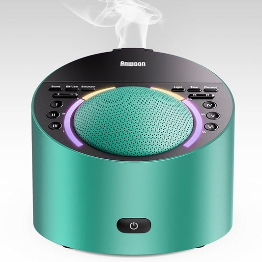 Sound Machine & Aroma Diffuser Pro 4-in-1 Sleep System, Premium Metal Shell with Schumann Resonance &Night Light, White Noise &50+ Natural Sounds -for Sleep, Focus, Relaxation -Adults Kids Baby