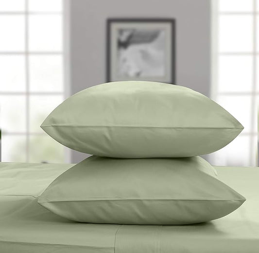 Threadmill Luxury Pillow Cases King Size Set of 2 | 1200 Thread Count 100% USA Supima Cotton | Soft Solid Sateen, Breathable Pillow Covers Fits King Pillows | Sage Green