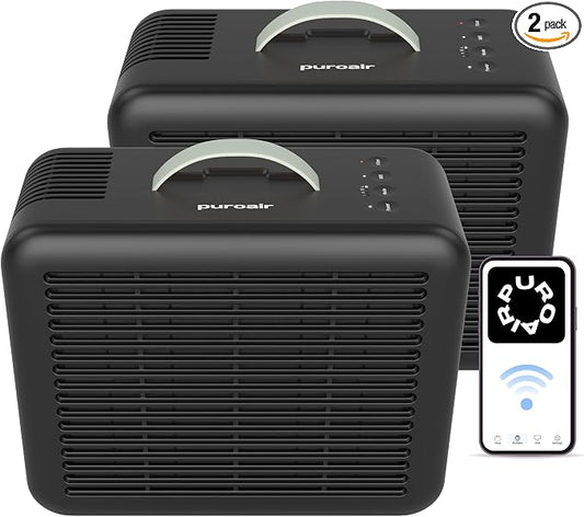 PuroAir Air Purifier 100i Smart HEPA Air Purifiers for Home Pets - Portable Small Air Purifier Filters up to 550 Ft² of Pollutants, Smoke, Pollen, Dust - Room Air Purifiers for Bedroom, Office (2PK)