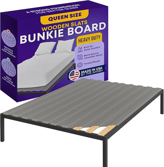 Greaton, Wooden Queen Bed Slats for Support Under Mattress with Cover – Replacement Wood Slats for Queen Size Bed Frame – Under Mattress Support Without Extra Height – 3.38-Inch Standard Width