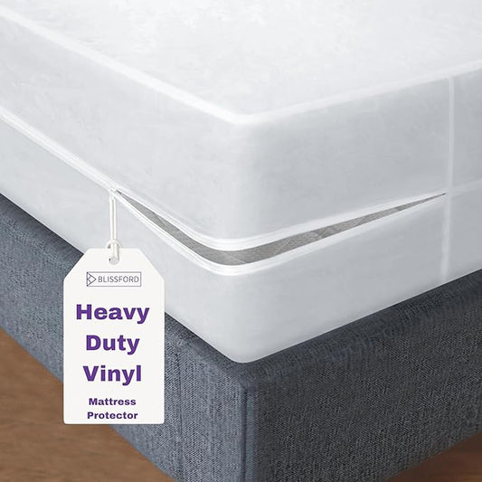 BLISSFORD Plastic Mattress Protector Zippered (36"x75"), Waterproof Vinyl Mattress Cover, Heavy Duty Noiseless Mattress Encasement