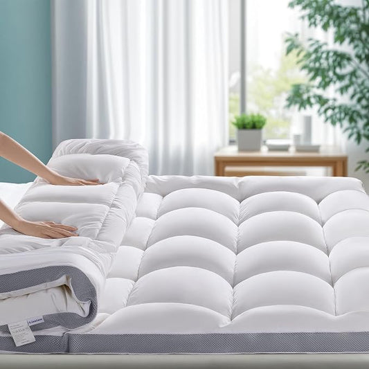 LIANLAM Mattress Topper - Extra Firm Support Pillow Top,1300GSM Mattress Pad, Gel-Infused Memory Foam for Back Pain Pressure Relief with 6"-18" Deep Pocket(King,78"x80")