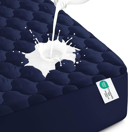 Utopia Bedding Waterproof Mattress Protector, King Mattress Pad, Noiseless Quilted Fitted Cover with Deep Pocket Stretches up to 16 Inches (Navy)