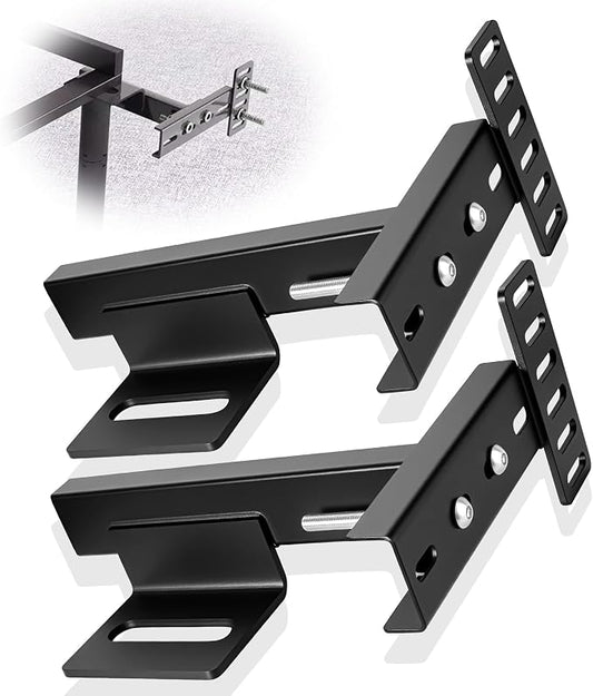 Adjustable Headboard Brackets for Metal Bed Frame with Footboard Extension Kit - Universal Heavy Duty Headboard Mounting Brackets Fit Twin, Full, Queen, King Size Beds, 2 Pack Matte Black