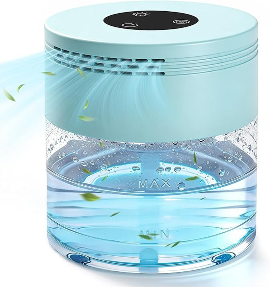 Water Air Purifiers for Home, Water Based Air Purifier Fits Essential Oil, Air Washer Purifier with 8 LED Lights, 24H Auto Shut-off, 3 Speeds, Air Revitaizer for Bedroom Office Living Room Pets Smoke
