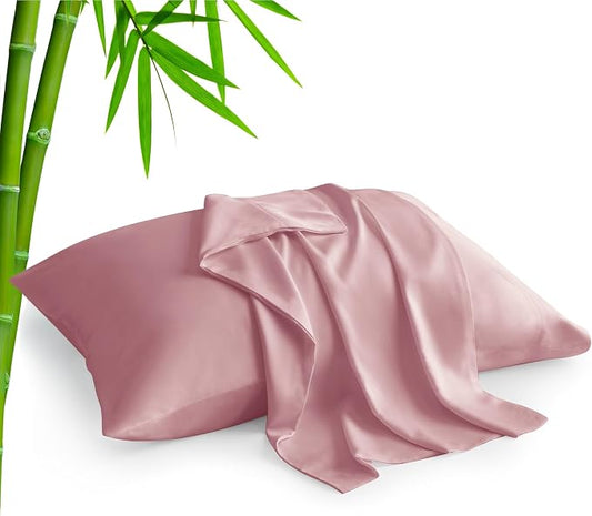 BEDELITE Pillow Cases Standard Size Set of 2, Rayon Derived from Bamboo, Cooling Pillow Cases for Hot Sleepers & Night Sweats, Breathable and Silky Soft Envelope Pillowcases(Rose Pink, 20"x26")