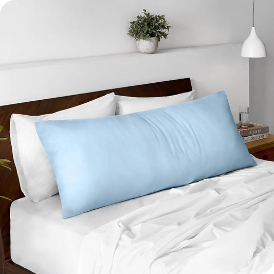 Bare Home Microfiber Body Pillow Cover - Ultra Soft - Cooling Pillowcase - Double Brushed - Pillowcase with Zipper Closure - Easy Care (20''x54'' Body Pillow Cover, Light Blue)