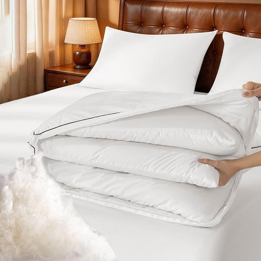 3 in 1 Adjustable Goose Down Pillows King Size Set of 1, Cooling Cover Bed Pillows, Fluffy Soft Feather Down Pillow for Back, Stomach or Side Sleepers, 20" x 36"