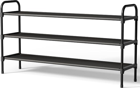 Kitsure Extra-Long Shoe Rack for Closet, Shoe Organizer for Front Door Entrance, Stackable Shoe Shelf, Detachable Closet Organizers and Storage, 39.0" Wide - 3 Tier, Black