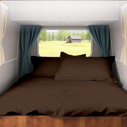 Full RV Camper Sheet Set (54x75) – 100% Egyptian Cotton, Soft & Cooling, 16” Deep Pocket Fitted Sheet, Luxury Hotel Quality Bedding for RVs, Campers & Motorhomes (Chocolate Solid)