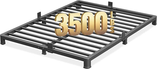 NKZ Queen Platform Bed Frame 4 Inch, Heavy Duty Metal Low Profile Bed Frame with Round Corner Legs, 3500lbs Weight Capacity Reinforced Frame, No Box Spring Needed，Noise-Free, Easy Assembly