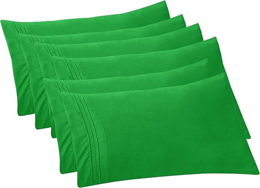 Elegant Comfort 6-Pack Solid Pillowcases 1500 Premium Hotel Quality Microfiber - Smooth Weave, Wrinkle and Fade Resistant, Easy Slip-On, 6-Piece Set, King Pillowcase, Emerald Green