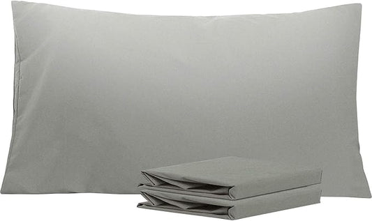 NTBAY King Pillowcase Set - 2 Pack Brushed Microfiber 20x40 Pillowcases - Soft, Wrinkle-Free, Fade-Resistant, Stain-Resistant, Smoke Grey Pillowcases with Envelope Closure - 20x40 Inches, Smoke Grey