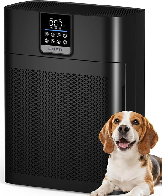 Air Purifier for Home Large Rooms up to 2180 Sq Ft, DBFIT Air Cleaner with Washable Nylon Pre-Filter & Air Quality Indicator, Odor & Smoke Reduction for Pets, Bedroom & Living Room AP2410 (Black)