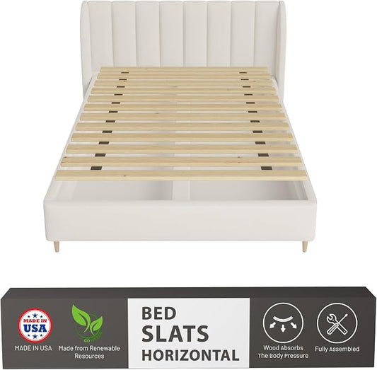 Greaton, 0.68-Inch Horizontal Wooden Bunkie Board/Bed Slats, 72" x 54", Beige