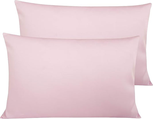 NTBAY Egyptian Cotton Queen Pillowcases - Set of 2, 500 Thread Count Cotton Pillowcases - Soft and Breathable Envelope Closure Pillow Cases - 20x30 Pillow Covers for Bed, Pink