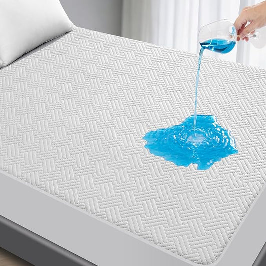 GOPOONY Waterproof Mattress Protector King Size - Breathable, Noiseless, Ultra-Soft Bed Cover, Mattress Pad Cover with Deep Stretchable Pockets 8"-21" (White)