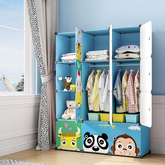 MAGINELS Kids Closet Organizers and Storage, 12 Cube Storage Organizer, Portable Closet Organizer Cubes Shelves for Clothes, Bedroom, Kids Room, Bathroom, Wardrobe, Garment Racks,Cube(14x14inch)