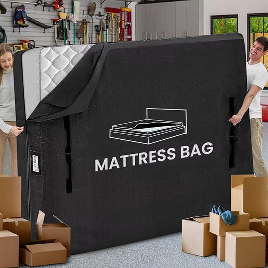 Mattress Bags for Moving and Storage, BETU Queen Mattress Protector Waterproof Mattress Cover with 8 Heavy Duty Handles and Zipper Extra Thick Moving Supplies for Bed (2 Pack:82x62x13.5 Black)