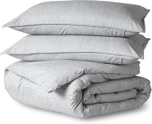 Bare Home Bedding Duvet Cover Oversized Queen Size - Premium 1800 Super Soft Duvet Covers Collection - Lightweight & Soft Textured Bedding (Oversized Queen, Heathered Pewter)