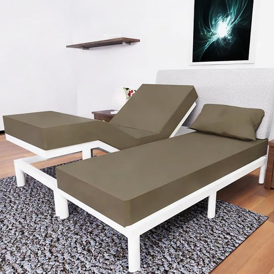 Split California King Sheets Sets - 5 Pcs Set- Split California King Sheets Sets - California King Split Sheet Sets for Adjustable Bed - Cal King Split Adjustable Bed Sheets (Taupe)