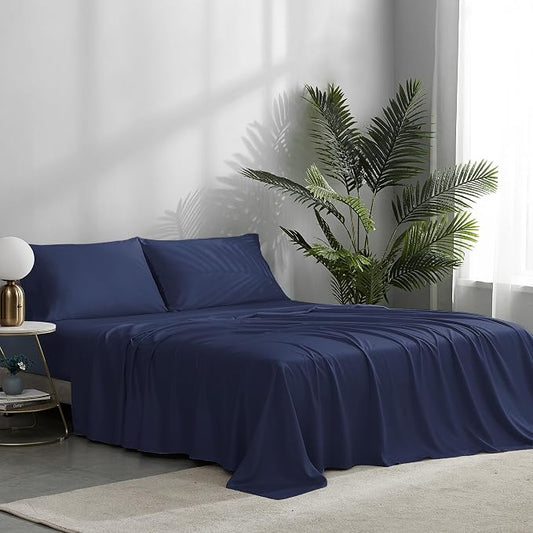 NATUREFIELD Split King Sheets Set (5pc) for Adjustable Bed, 100% Rayon from Bamboo Cooling Sheets, Twin XL Fitted Sheets, Deep Pocket Hotel Luxury Bedding
