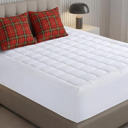 Utopia Bedding Twin Mattress Pad, Quilted Fitted Premium Mattress Protector, Deep Pocket Cover Stretches up to 16 Inches, Fluffy Pillow Topper (39x75 Inches, White)