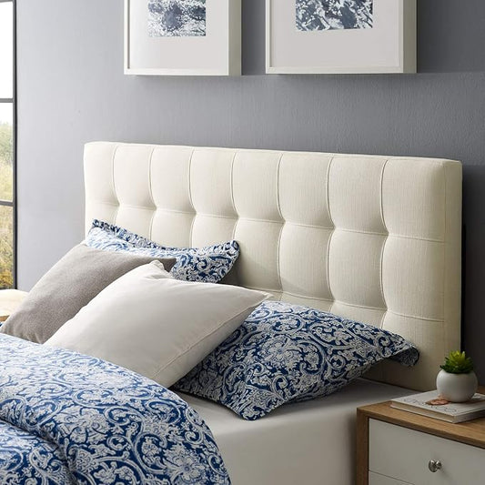 Modway Lily Tufted Linen Fabric Upholstered Full Headboard in Ivory