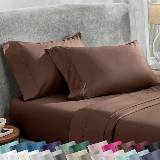 California Design Den Cotton King Pillowcase Set - 400 Thread Count, 100% Cotton Sateen Pillowcases, Set of 2 Pillow Covers, Soft and Breathable - Espresso Chocolate Brown