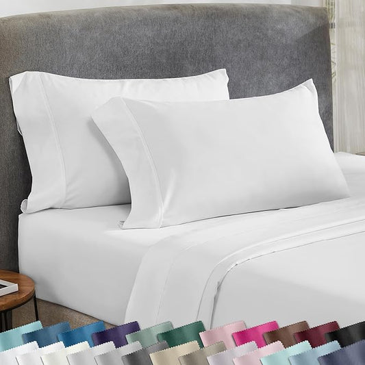 California Design Den King Size Pillowcase Set - 400 Thread Count, 100% Cotton Sateen, Set of 2 Pillow Covers, Soft and Breathable - Antique White