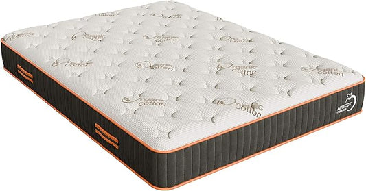 Apricot Firm Twin Natural Mattress/10.5” Hybrid Latex/Organic Cotton/Bed-in-a-Box/Made in USA