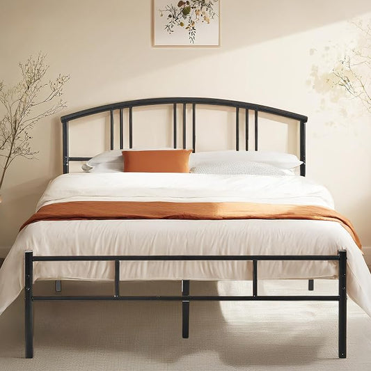 VECELO Full Bed Frame with Headboard and Footboard, 14 Inch Metal Platform Mattress Foundation, Sturdy Premium Steel Slat/No Box Spring Needed