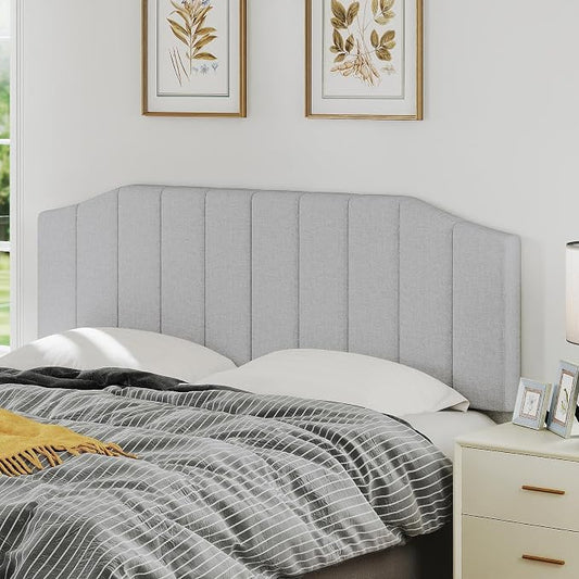 Furpopup King Size Headboard Only, Linen Upholstered Headboard King/California King Size Wall Mount and Bed Frame Mount, Featuring High-Density Sponge Padding Easy Assembly Comfort Style-Linen Gray