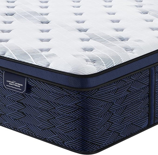 Coolvie 14 Inch Full Mattress, Luxury Euro Top Hybrid with Latex-Enhanced & Gel Foam for Contouring Support — 5-Zone Heavy Duty Springs, Back Relief & Motion Isolation — Hotel-Level Firm Sleep, 54x75