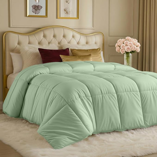 Utopia Bedding Comforters King Size, All Season Duvet Insert, Down Alternative Box Stitched Bed Comforter with Corner Tabs, Machine Washable (Sage Green)