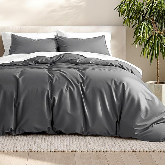 Bare Home Bedding Duvet Cover Full Size - Premium 1800 Super Soft Collection - Lightweight, Cooling - Soft Breathable Bedding Duvet Cover (Full, Grey)