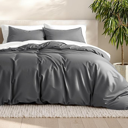 Bare Home Bedding Duvet Cover Oversized Queen Size - Premium 1800 Super Soft Collection - Lightweight, Cooling Duvet Cover - Soft Breathable Bedding (Oversized Queen, Grey)