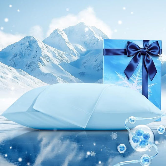Cooling Pillow Cases 2 Pack King Size Cooling Pillowcases for Hot Sleeper Q-Max>0.5, Hydrates Skin & Hair, Reduces Wrinkles & Frizz, Soft Smooth Silky Pillowcases Envelope Set of 2, Blue