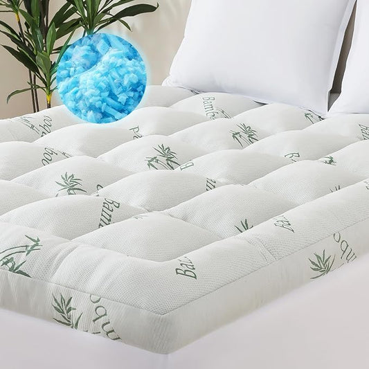 ELNIDO QUEEN® 3 Inch Memory Foam Mattress Topper King Size - Cooling Breathable Bamboo Viscose Pillow Top for Hot Sleepers, 1700 GSM Fill, Ultra Soft Mattress Pad for Back Pain Relief, 3"x78"x80"