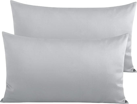 NTBAY Egyptian Cotton King Pillowcases - Set of 2, 500 Thread Count Cotton Pillowcases - Soft and Breathable Envelope Closure Pillow Cases - 20x36 Pillow Covers for Bed, Light Grey