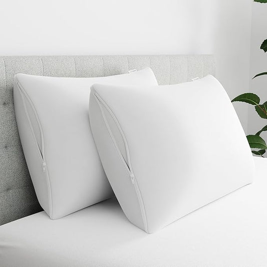 AllerEase Maximum Pillow Protector Particle Barrier Soft Comfortable Machine Washable Zippered Pillow Cover, White King Size, 2 Pack White