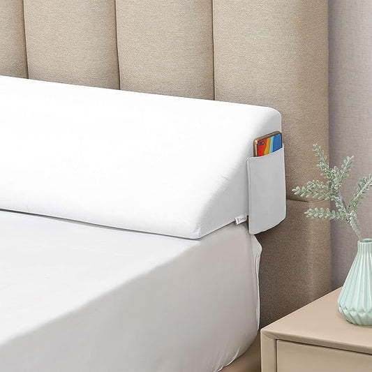 Vekkia Queen Size Bed Wedge Pillow for Headboard Gap/Mattress Wedge Gap Filler/Bed Gap Filler Fill 0-6" Gap Between Headboard and Mattress,60"x10"x6"-White